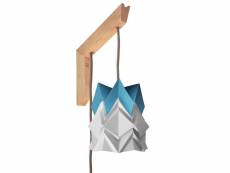 Applique murale bois et petite suspension origami bicolore