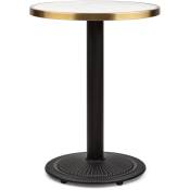 Blumfeldt - Table de bistrot style style art nouveau - 57,5 x 72 cm (øxh - plateau rond en marbre - noir , blanc & or - Noir / Marbre Blanc