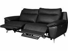 Canapé taille 2 places avec 2 relax en 100% tout cuir épais de luxe italien avec 2 relax électriques, perini, noir