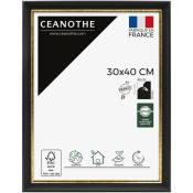 Ceanothe - Cadre Photo Noir Finition Doré 30x40 cm et 40x30 cm - Convient au A4 - Cadre Baroque - Cadre Photo Pandore en Résine Recyclée - Fabriqué