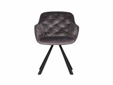 Chaise de salle á manger - fauteuil en velours ELAINE coloris anthracite gris