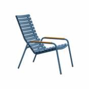 Chaise lounge ReCLIPS / Accoudoirs bambou - Plastique recyclé - Houe bleu en plastique