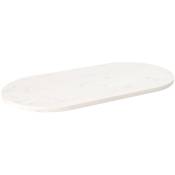Dessus de table blanc 90x45x2,5 cm bois de pin massif ovale The Living Store Blanc