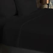 Drap Plat, Coton 57 Fils, Noir, par Soleil d'ocre - 240 x 300 cm - Noir
