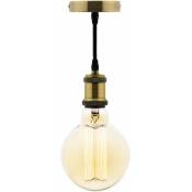 Elexity - Kit suspension vintage avec câble textile et ampoule filament carbone Petit globe - Cuivre