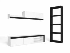 Ensemble de salon idem et bibliothèque totem - meubles de salon - ensemble de meubles couleur blanc et noir - étagère couleur noir 200x40x180cm-60x25x