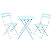 Esschert Design - Set table pliante + 2 chaises bleues