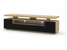Eva meuble tv bas 180 cm avec double plateau de table et commode hifi (chêne artisan, noir mat)