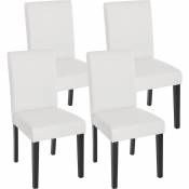 HHG - Lot de 4 chaises de séjour Littau, simili-cuir, blanc mat, pieds foncés