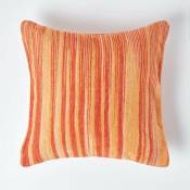 Housse de coussin en tissu chenille Orange foncé, 60 x 60 cm - Orange foncé - Homescapes
