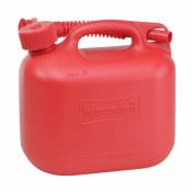Jerrican essence ethanol E10 avec bec verseur 5L bouchon sécurité enfant à visser bidon rouge