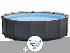 Kit piscine tubulaire intex graphite ronde 4,78 x 1,24 m + kit traitement au chlore