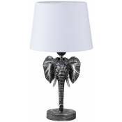 Lampe de table Argent et blanche Tête d'Éléphant 45 cm