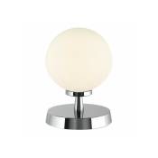 Lampe de table globe Esben Chrome poli,verre opale