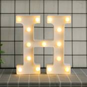 Lettres de l’alphabet à LED avec lumière blanche chaude pour décoration d’intérieur, fête, bar, mariage ou festival（H）,AAFGVC
