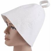 Linghhang - Bonnet de sauna pour homme et femme Chapeau/casquette de sauna Laine blanche sauna feutre protection de la tête capuchon portable