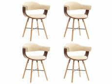 Lot de 4 chaises de salle à manger cuisine design moderne synthétique crème et bois courbé cds021463