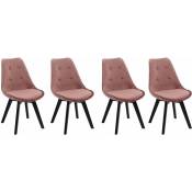 Lot de 4 chaises en velours nora roses avec coussin