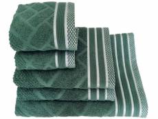 "lot de serviettes jacquard vert emeraude dimensions - taille unique" LOTSERV_JACQ_VER