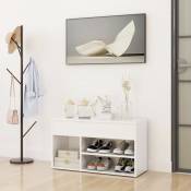 Maisonchic - Meuble à Chaussures Banc à chaussures Meuble d'entrée Blanc brillant 80x30x45 cm Aggloméré 41284