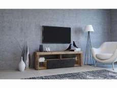 Meuble banc TV - 140 cm - Old wood / Anthracite - Avec LED - Style design Everest