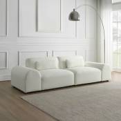 Mobilier Deco - burhano - Canapé droit 3 places en tissu blanc écru - Ecru
