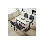Okwish - Table à manger de luxe légère 120x70cm, (1 pièce), structure en métal Table à manger rectangulaire, table de cuisine avec pieds en métal