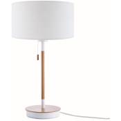 Paco Home - Lampe De Bureau Lampe De Chevet Hauteur 49 cm Design Scandinave Blanc (Ø28 cm), Lampe de bureau blanc/bois