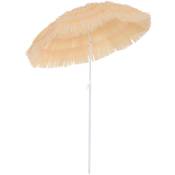 Parasol de plage jardin design hawai 160 cm raphia artificiel beige