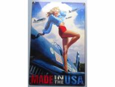 "plaque tole épaisse pin up blonde jolie made in usa