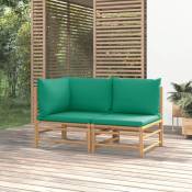 Salon de jardin 2 pcs avec coussins vert bambou
