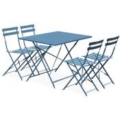 Salon de jardin bistrot pliable - Emilia rectangulaire bleu grisé - Table 110x70cm avec quatre chaises pliantes. acier thermolaqué - Bleu grisé