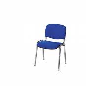 Siège visiteur empilable - dossier rembourré, piétement chromé - habillage bleu, lot de 2 - chaise chaise empilable chaise empilable rembourrée chaise