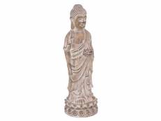 Statue bouddha déco "effet bois" 91cm beige lin