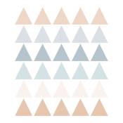 Stickers muraux en vinyle triangles bleu et beige