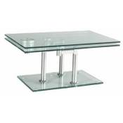 Table basse match chrome 2 plateaux pivotants en verre