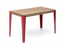 Table bureau lunds 140x60x75cm rouge-effect vintage.