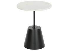 Table d'appoint ronde en métal noir et marbre blanc