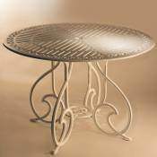Table de jardin en métal GAUDI 90 ronde aluminium laqué marron oxyde