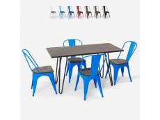 Table rectangulaire 120x60 + 4 chaises en acier de