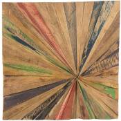 Tableau Décoratif à Surface Carrée 70 x 70 cm en Bois de Teck avec Touche Multicolore pour Salon Moderne et Bohème Beliani