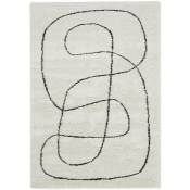 Tapis contemporain à motif organique - Mona - Couleur - Ecru et noir, Dimensions - 160x230 cm