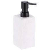 Tendance - distributeur a savon 260 ml polyresine carre effet pierre pompe noir mat - blanc