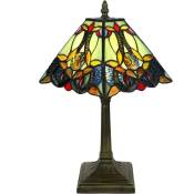 Tiffany Lampe de table 8", abat-jour carré en vitrail fait à la main, lampe de chevet de style baroque exquis pour chambre à coucher, éclairage