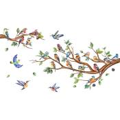 Un lot de Sticker Mural branche d'arbre oiseaux Autocollant