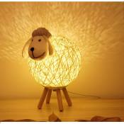 Veilleuse LED, Mouton Lampe de Chevet en Rotin, Veilleuse