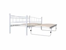 Vidaxl cadre de lit blanc acier 180x200|90x200 cm cadre 2 personnes