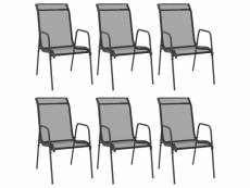 Vidaxl chaises de jardin 6 pcs acier et textilène noir
