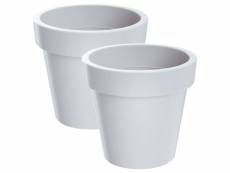 2x pot en plastique lofly en blanc 34,5 (longueur) x 34,5 (largeur) x 31,8 (haut) cm