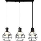3 Lampes Suspension Luminaire Industrielle E27 Lustre